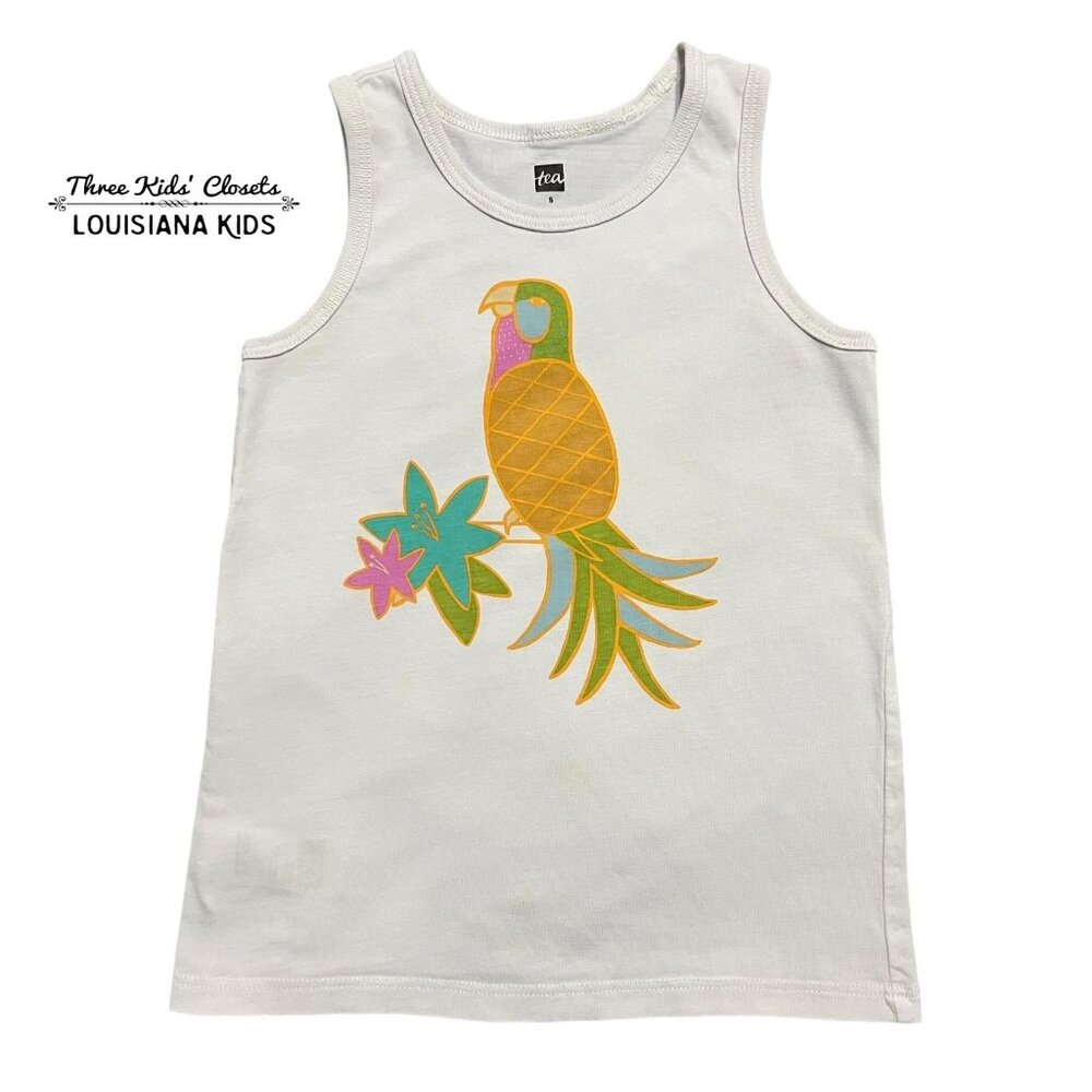 Tea Collection 5Y Tropical Pineapple Bird Tank top